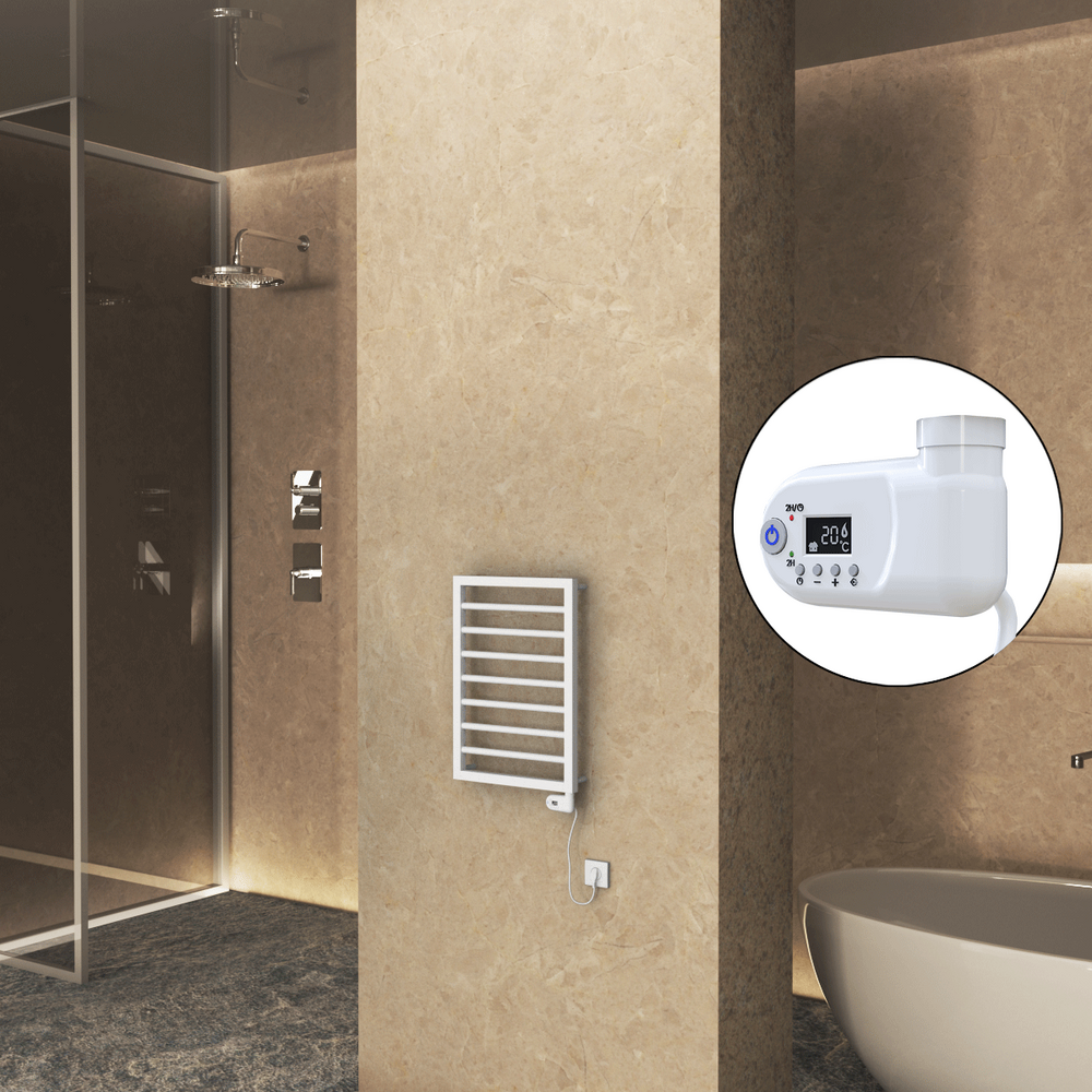 NAXOS Elektirikli Havlupan 450x655 Beyaz Mat (Thesis Termostat) 300W