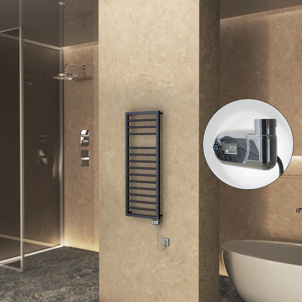 NAXOS Elektrikli Havlupan 500x1193 Koyu Antrasit Texture (Thesis Termostat) 600W
