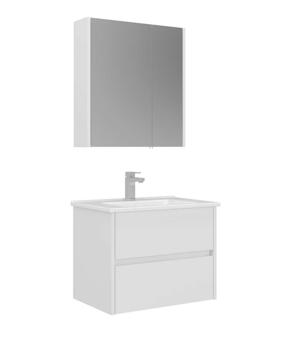 Orka Arno 65cm Banyo Dolabı Set Çekmeceli Parlak Beyaz