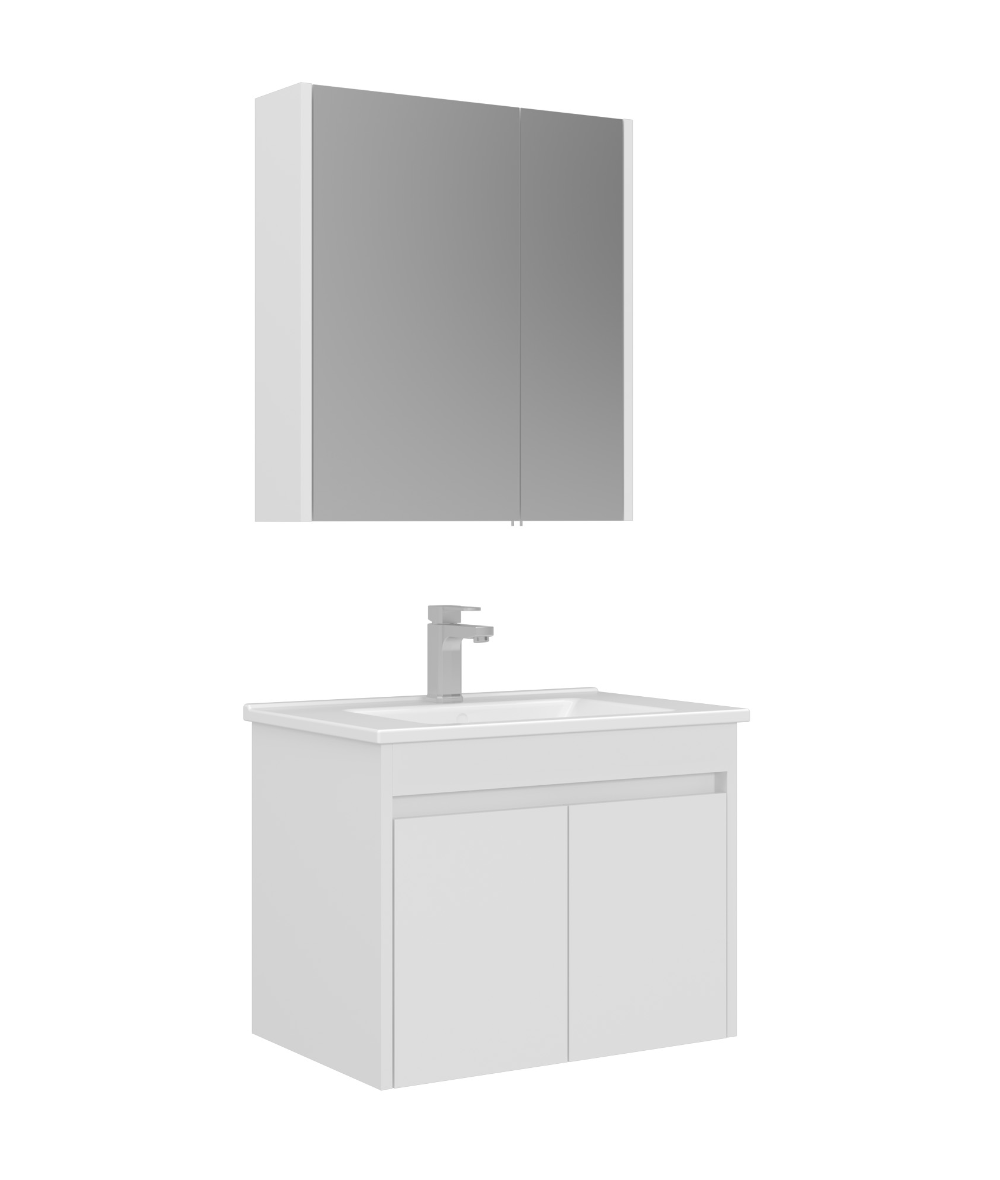 Orka Arno 65cm Banyo Dolabı Set Kapaklı Parlak Beyaz