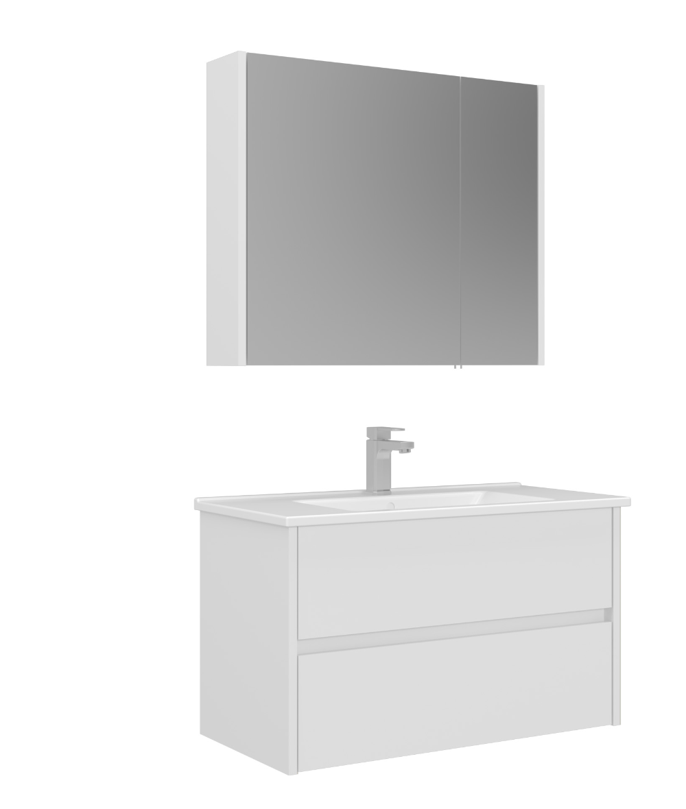 Orka Arno 85cm Banyo Dolabı Set Çekmeceli Parlak Beyaz