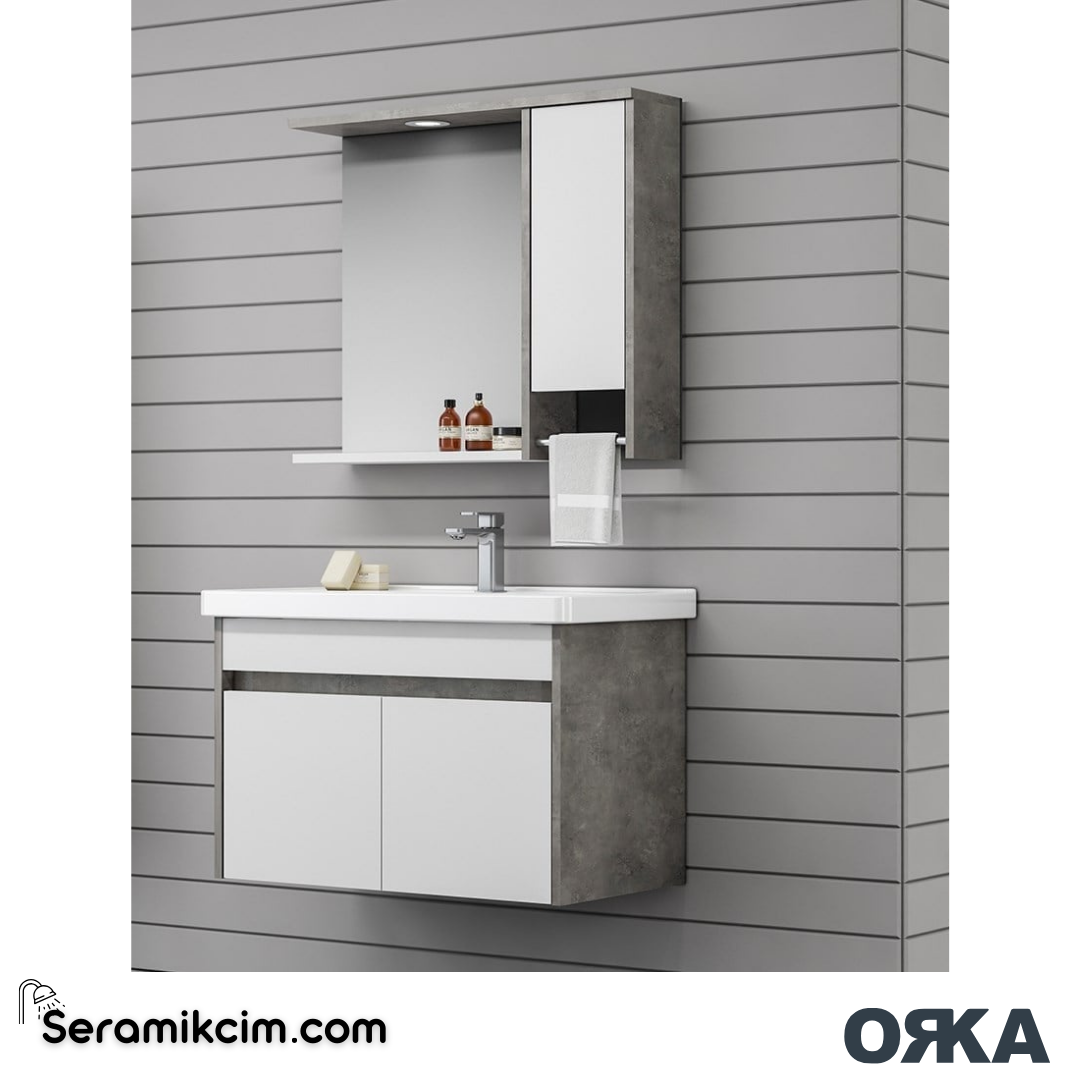 Orka Aydos 85cm Banyo Dolabı Set Irony Beyaz - ORK01.85.01.TKM