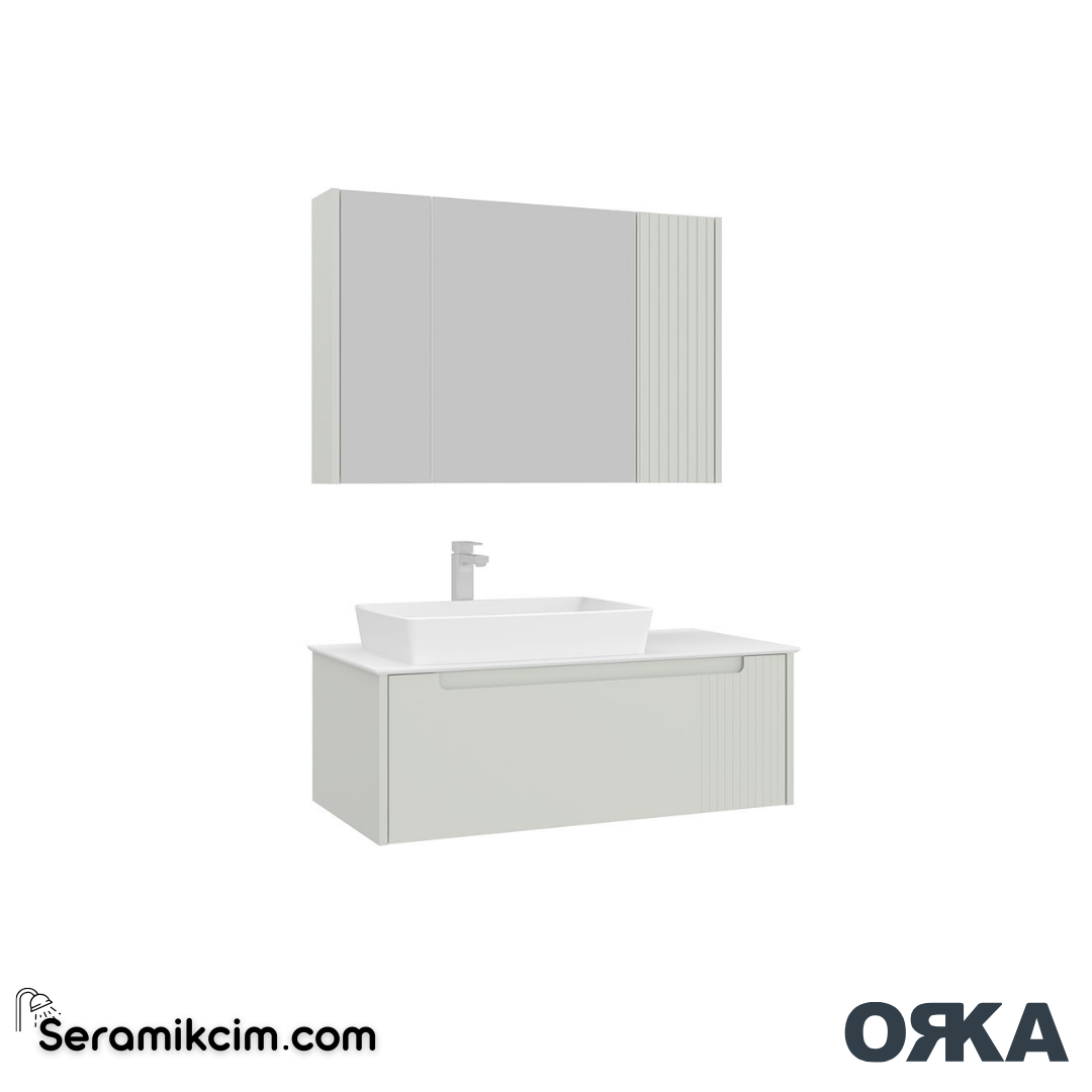 Orka Biella 100cm Banyo Dolabı Set Dolaplı Ayna Mat Kaşmir - ORK021.100.03.TKM