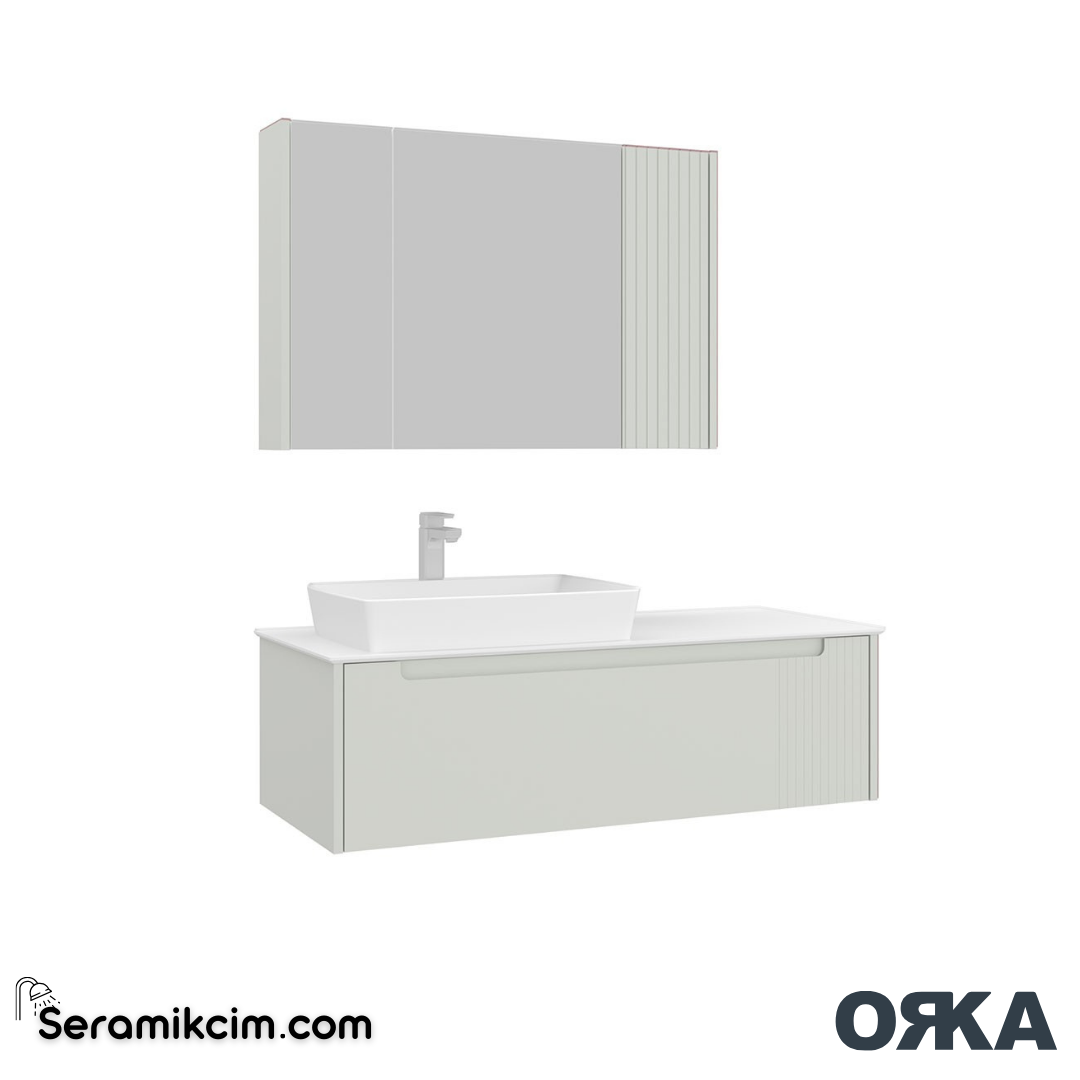 Orka Biella 120cm Banyo Dolabı Set Dolaplı Ayna Mat Kaşmir - ORK021.120.03.TKM