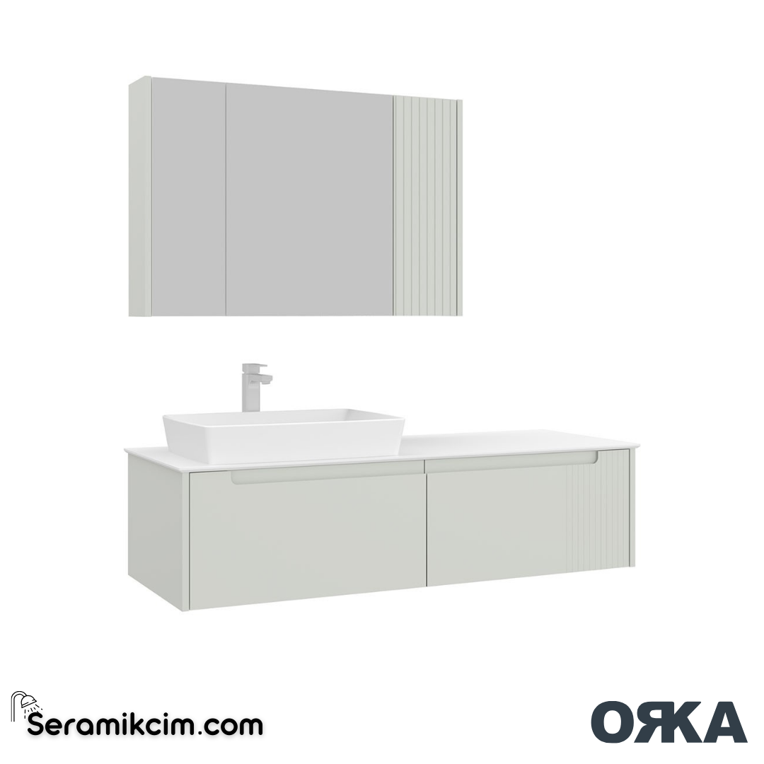 Orka Biella 140cm Banyo Dolabı Set Dolaplı Ayna Mat Kaşmir - ORK021.140.03.TKM
