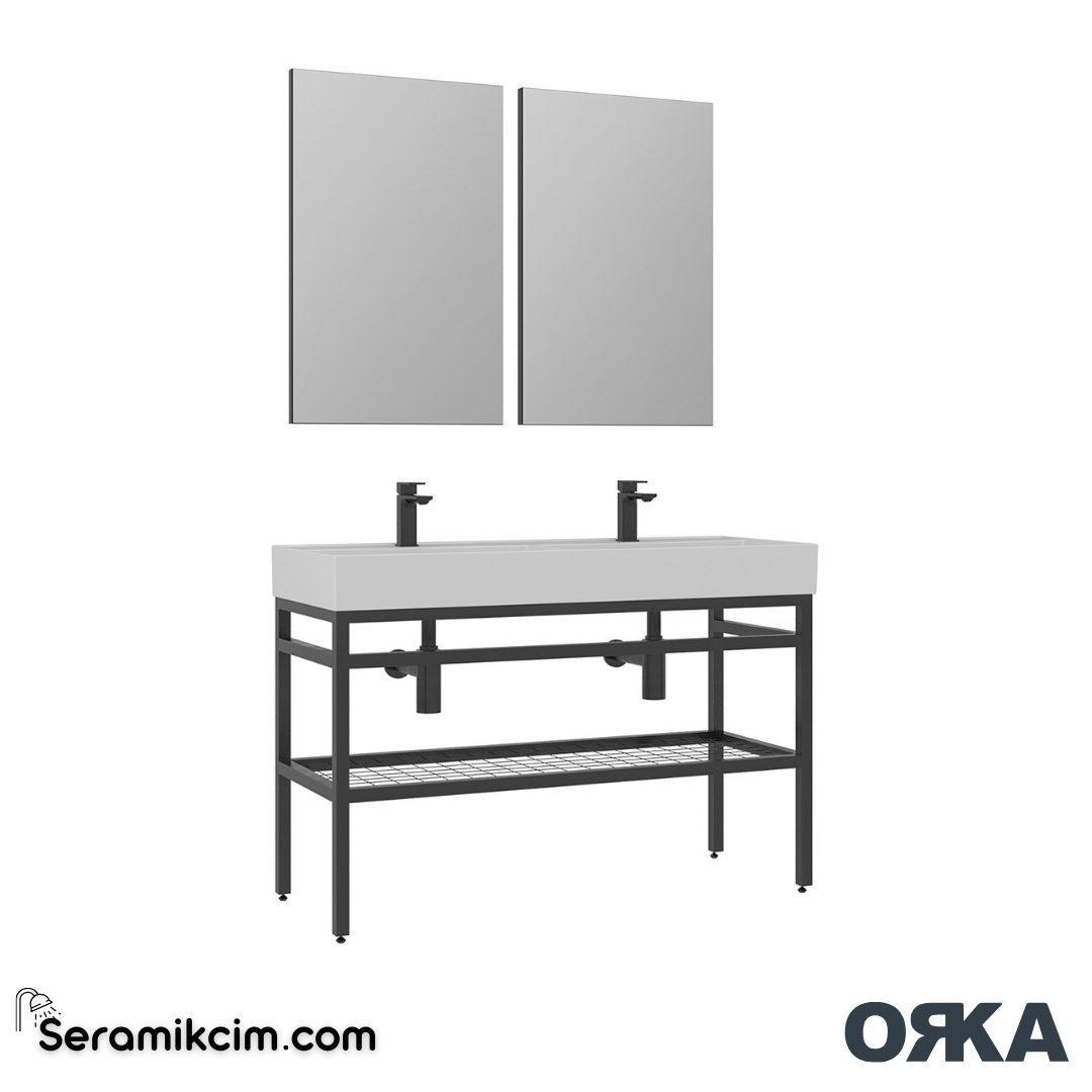 Orka Capetown 120cm Banyo Dolabı Set Krem Lavabo - ORK03.120.03.TKM