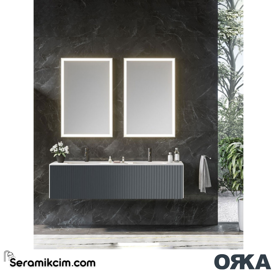 Orka Cube 160cm Banyo Dolabı Set Mat Antrasit - ORK030.160.01.TKM