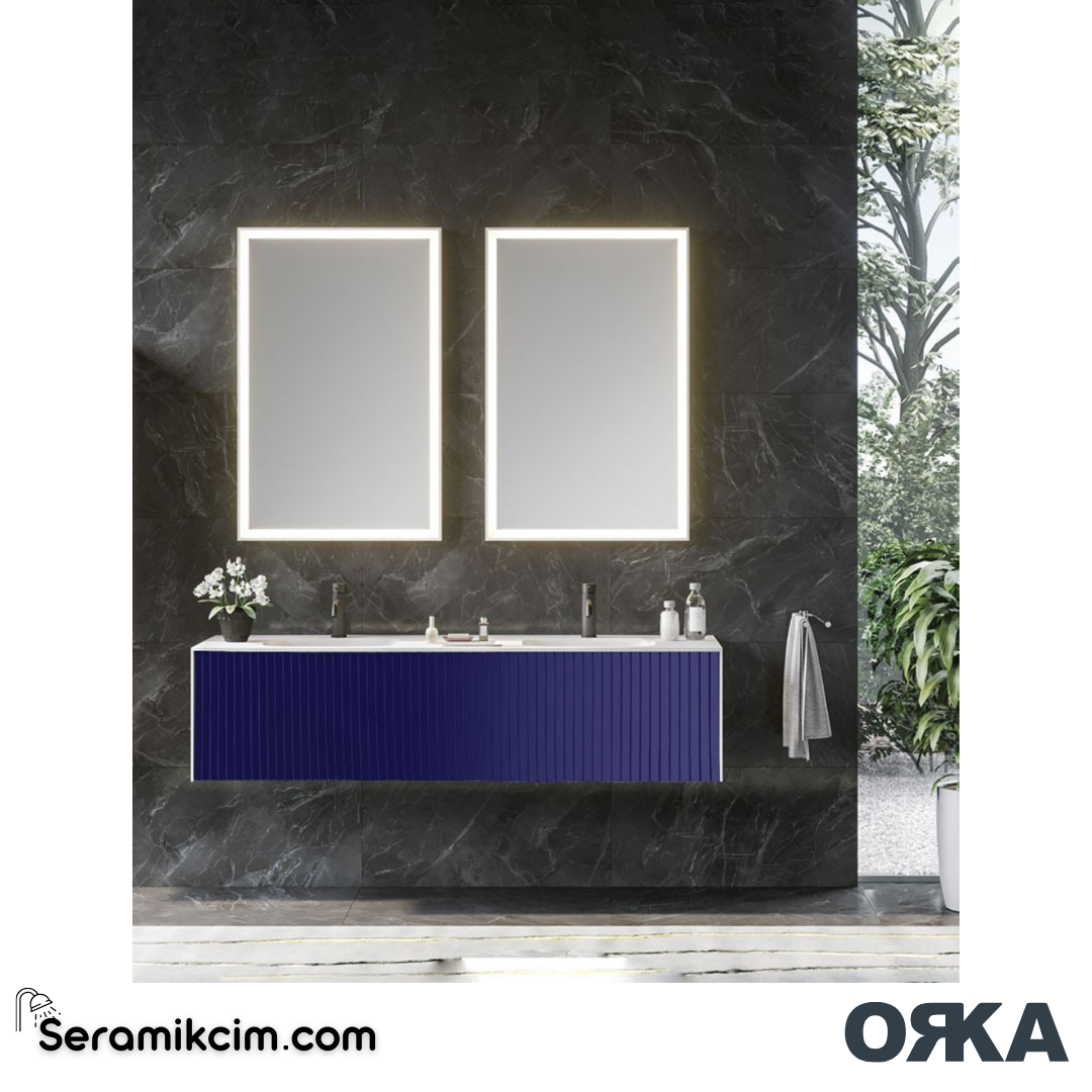 Orka Cube 160cm Banyo Dolabı Set Mat Lacivert - ORK030.160.04.TKM