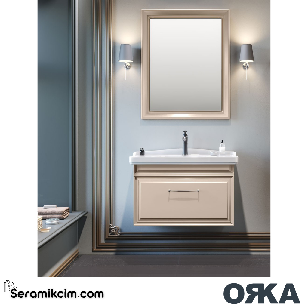 Orka Design 100cm Banyo Dolabı Set Mat Cappucino - ORK050.100.04.TKM