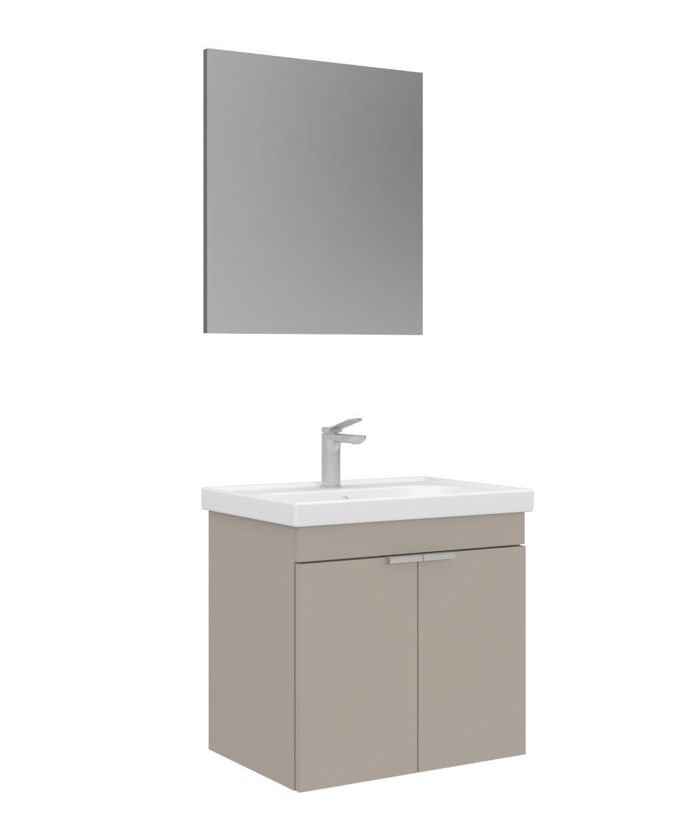 Orka Desna 60cm Asma Banyo Dolabı Set, Düz Ayna, Çöl Beji