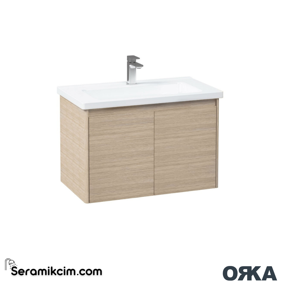 Orka Düden 65cm Kapaklı Banyo Dolabı Set Odeon Beyaz Meşe - ORK051.65.02.TKM