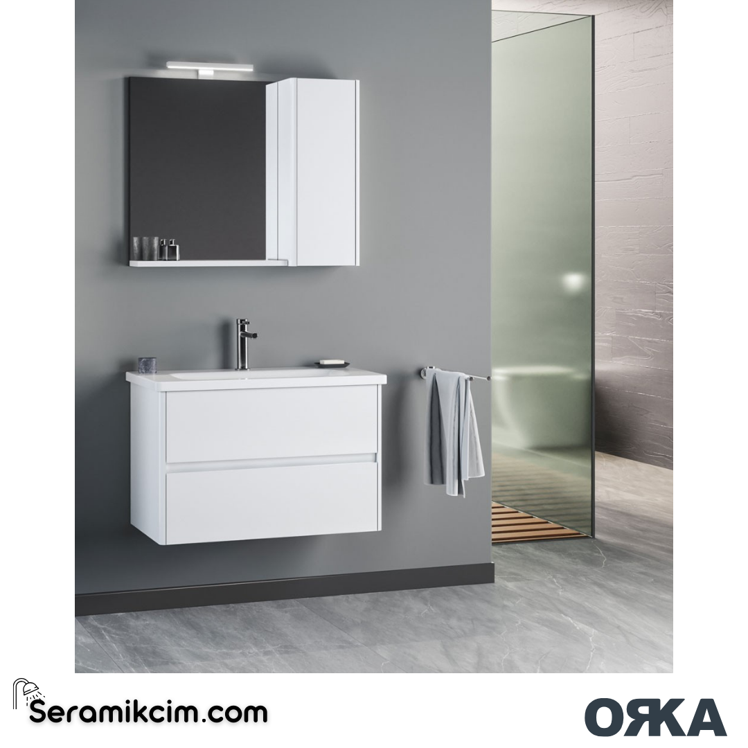 Orka Düden 80cm Çekmeceli Banyo Dolabı Set Beyaz - ORK052.80.01.TKM