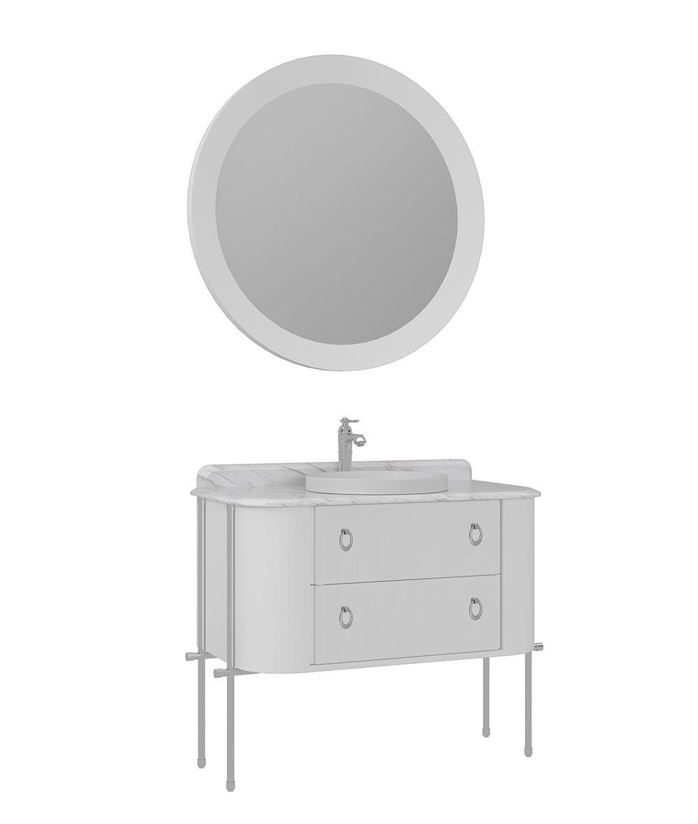 Orka Felice 107cm Banyo Dolabı Set (Krom Detay) Metal Ayaklı Mat Beyaz