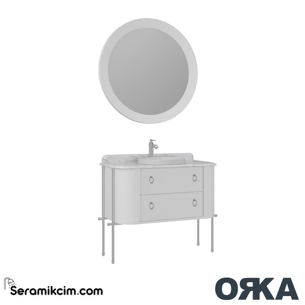 Orka Felice 107cm Banyo Dolabı Set Krom Metal Ayaklı Mat Beyaz - ORK077.107.02.TKM