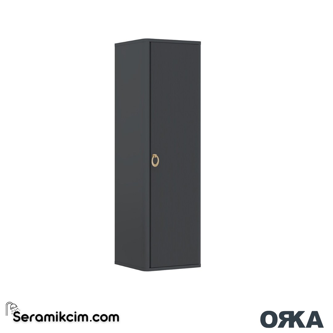 Orka Felice 43cm Altın Kulp Boy Dolabı (Sağ-Sol) Mat Antrasit - ORK.BYD1001