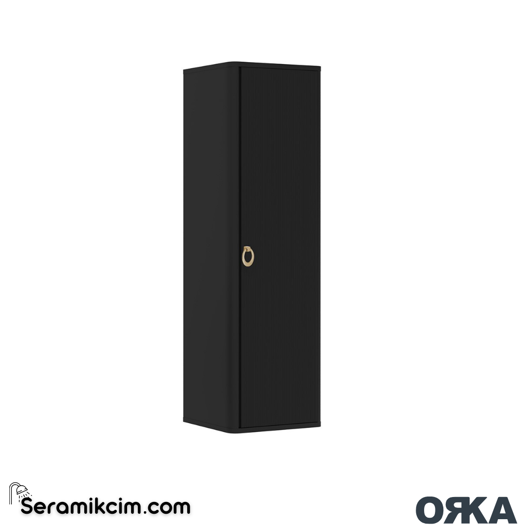 Orka Felice 43cm Altın Kulp Boy Dolabı (Sağ-Sol) Mat Siyah - ORK.BYD1005