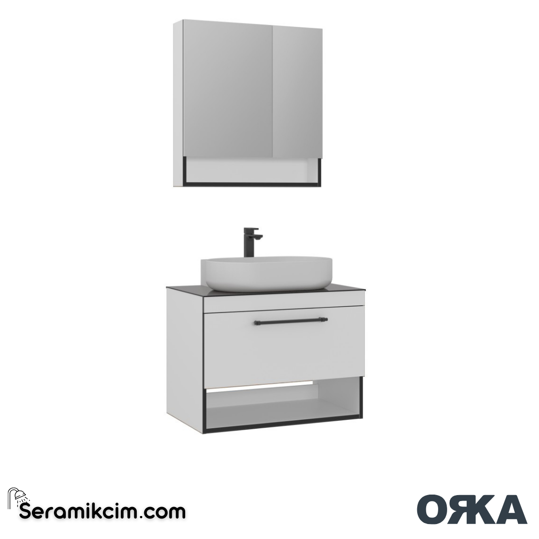 Orka Knidos 90cm Banyo Dolabı Ayna Dolaplı Set Beyaz - ORK140.90.01.TKM