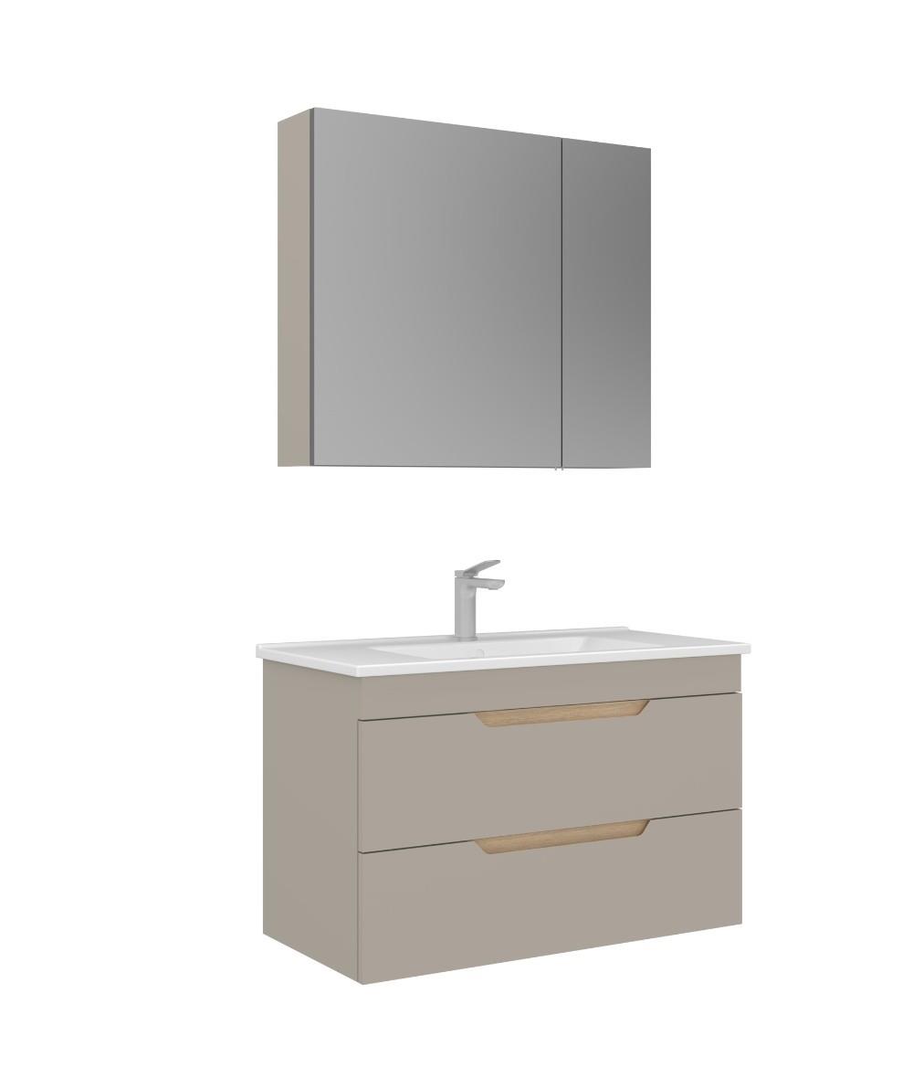 Orka Lena 85cm Asma Banyo Dolabı Set Çekmeceli Mat Çöl Beji