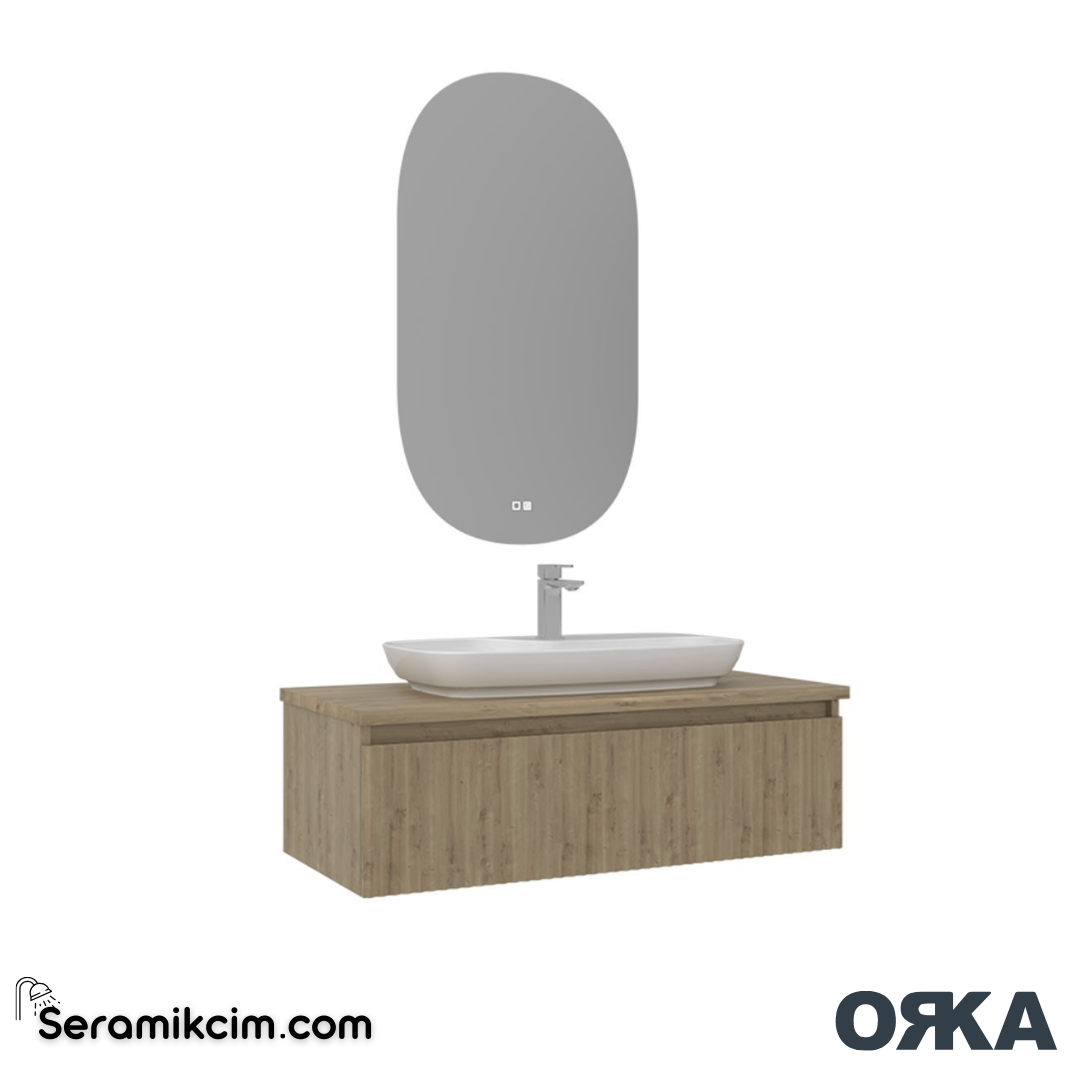 Orka Lentia 100cm Banyo Dolabı Set Meşe - ORK15.100.04.TKM