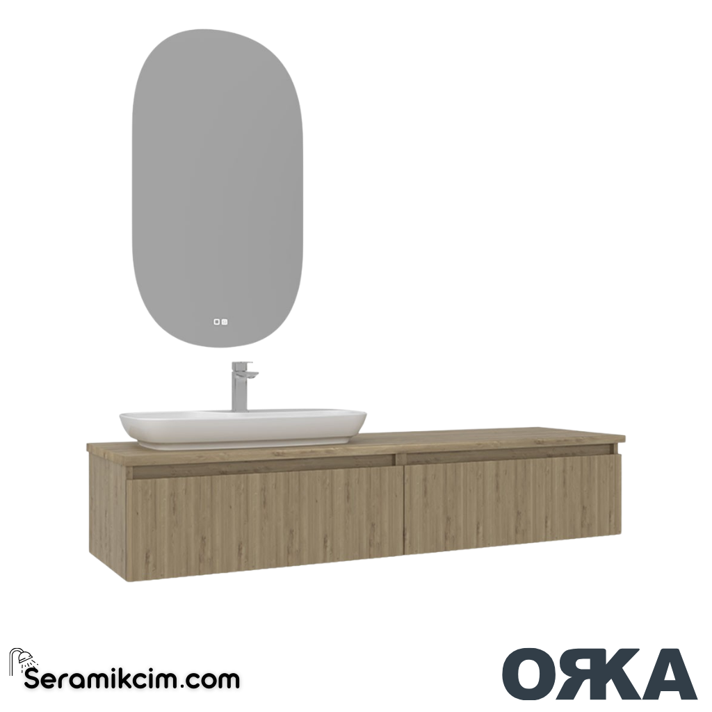 Orka Lentia 160cm Banyo Dolabı Set Ceviz - ORK15.160.05.TKM