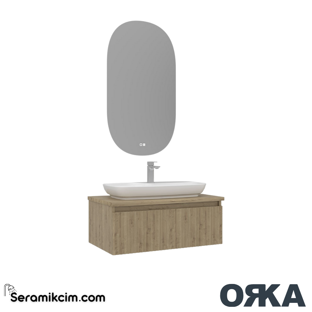 Orka Lentia 80cm Banyo Dolabı Set Ceviz - ORK15.80.05.TKM