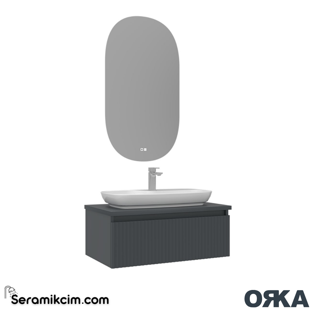 Orka Lentia 80cm Banyo Dolabı Set Mat Antrasit - ORK15.80.01.TKM