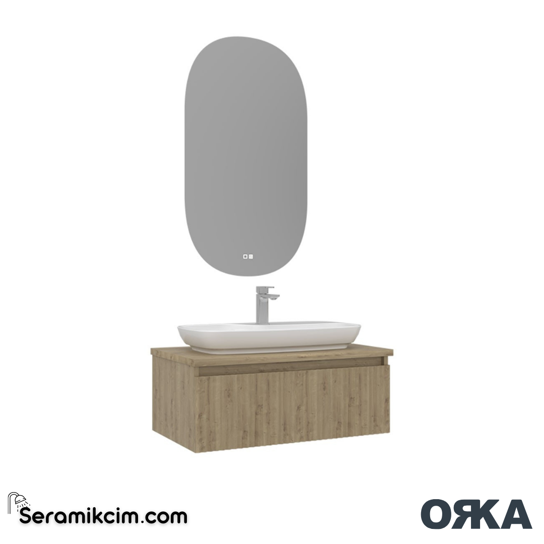Orka Lentia 80cm Banyo Dolabı Set Meşe - ORK15.80.04.TKM