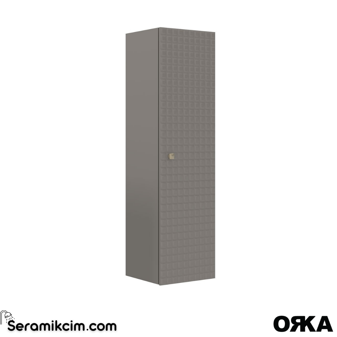Orka Lipari 40cm Boy Dolabı (Krom Detaylı) Mat Pudra