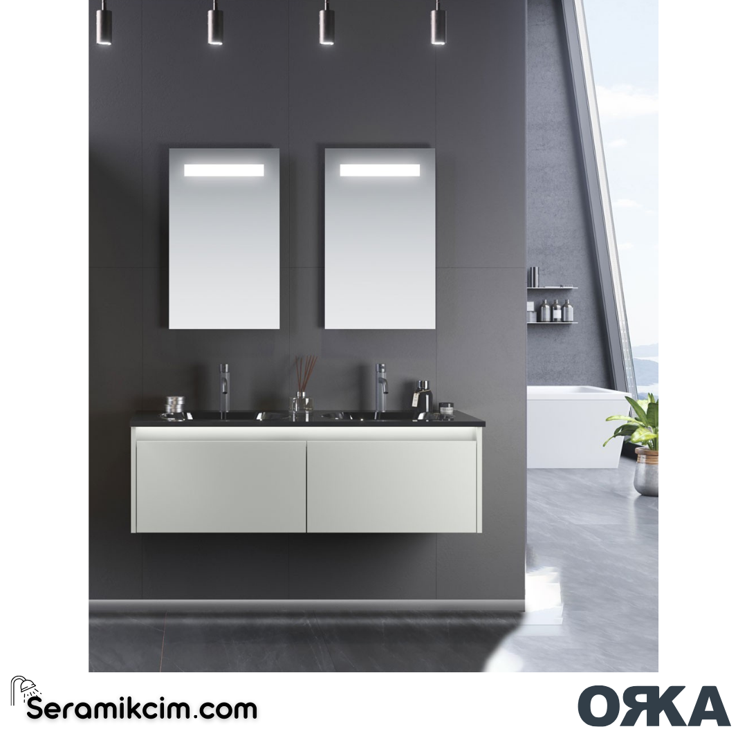 Orka Lisbon 132cm Banyo Dolabı Set Mat Gri - ORK150.132.03.TKM