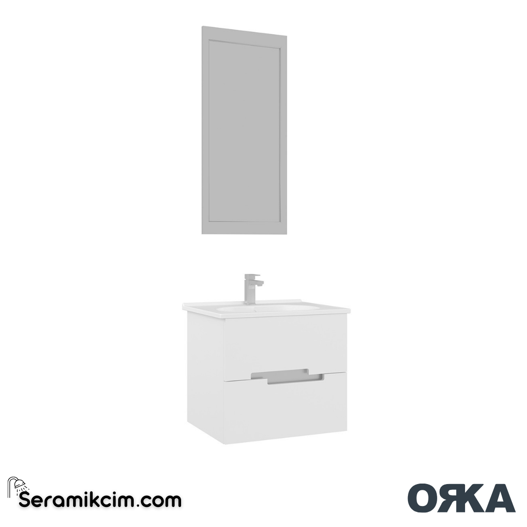 Orka Lodi 65cm Banyo Dolabı Set Beyaz/Gümüş - ORK151.65.02.TKM
