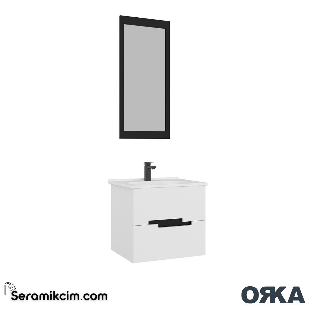 Orka Lodi 65cm Banyo Dolabı Set Beyaz/Siyah - ORK151.65.03.TKM