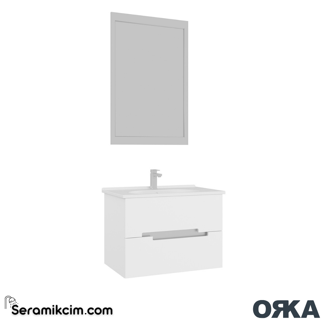 Orka Lodi 80cm Banyo Dolabı Set Beyaz/Gümüş - ORK151.80.02.TKM