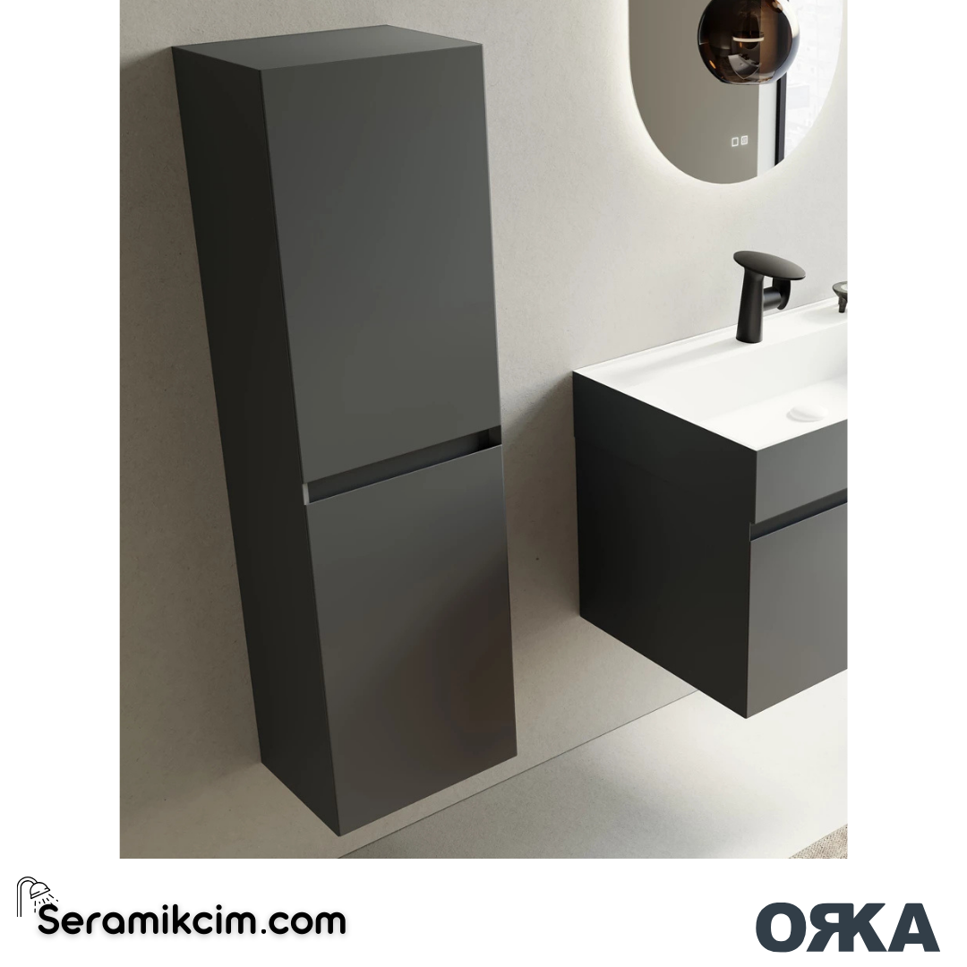 Orka Lusso 40cm Boy Dolabı (Sağ-Sol) Mat Antrasit - ORK.BYD1011