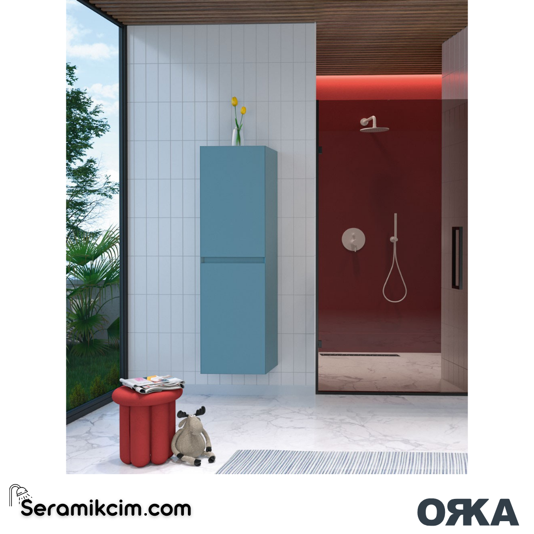 Orka Lusso 40cm Boy Dolabı (Sağ-Sol) Mat Mavi - ORK.BYD1014