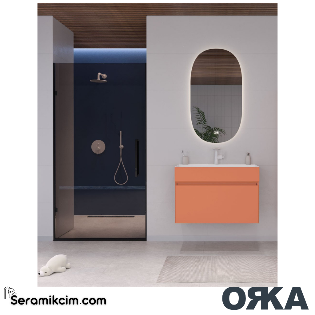 Orka Lusso 80cm Banyo Dolabı Set Mat Tarçın - ORK152.80.04.TKM