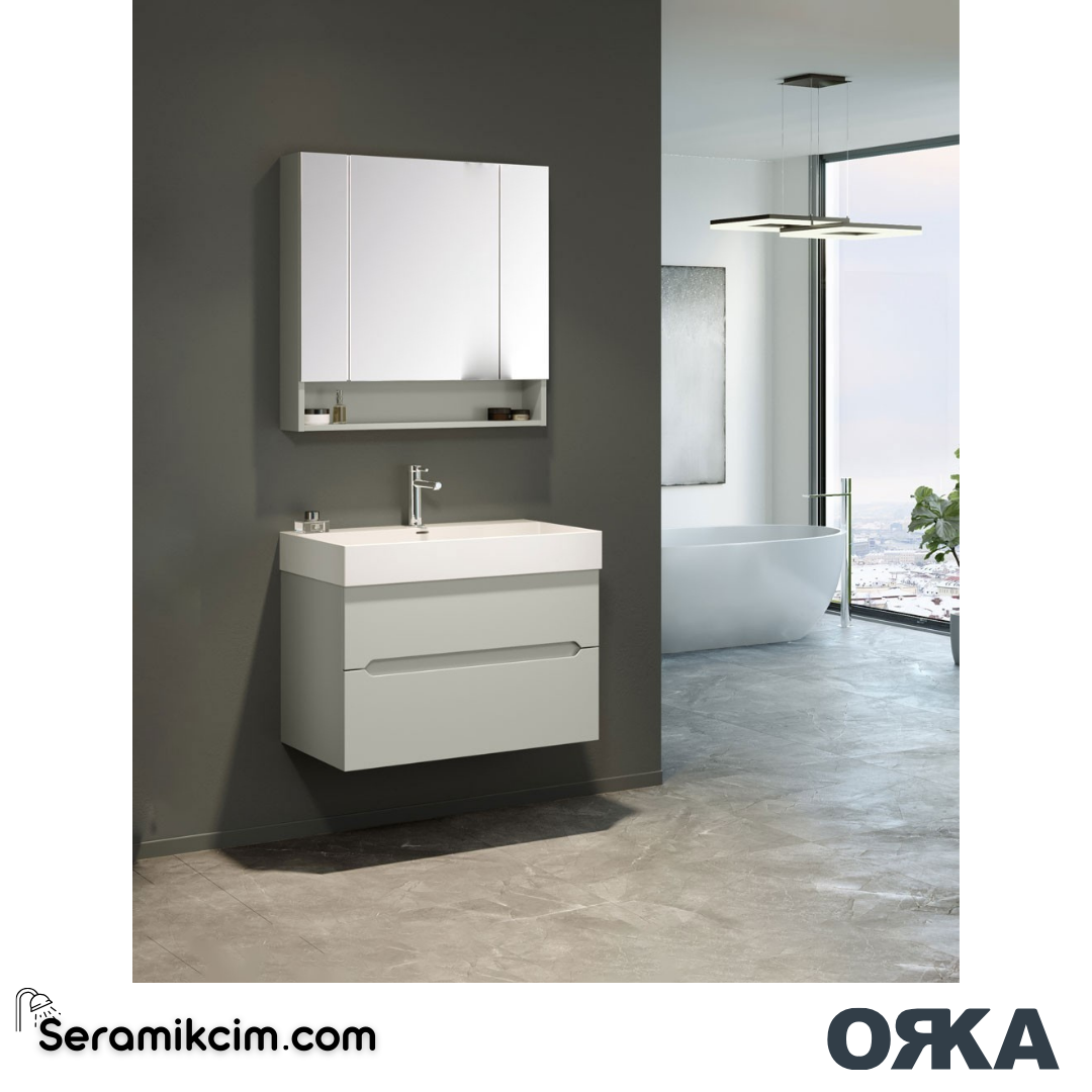 Orka Malta 100cm Banyo Dolabı Set Mat Gri - ORK164.100.03.TKM