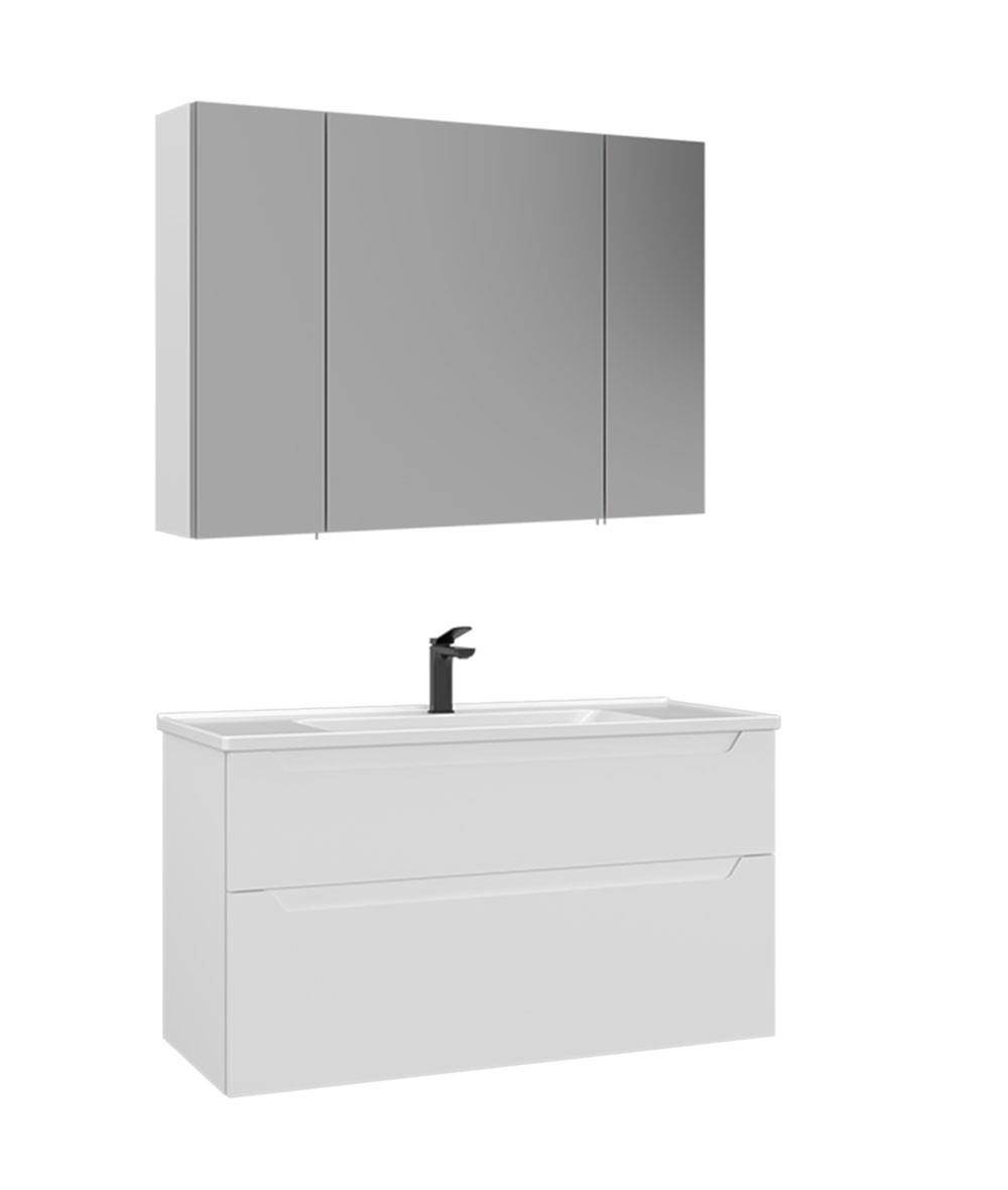 Orka Messina 100cm Banyo Dolabı Dolaplı Ayna Set Mat Kaşmir