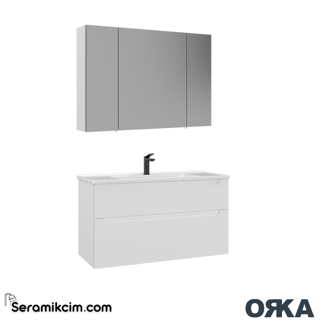 Orka Messina 100cm Banyo Dolabı Dolaplı Ayna Set Mat Beyaz - ORK166.100.02.TKM