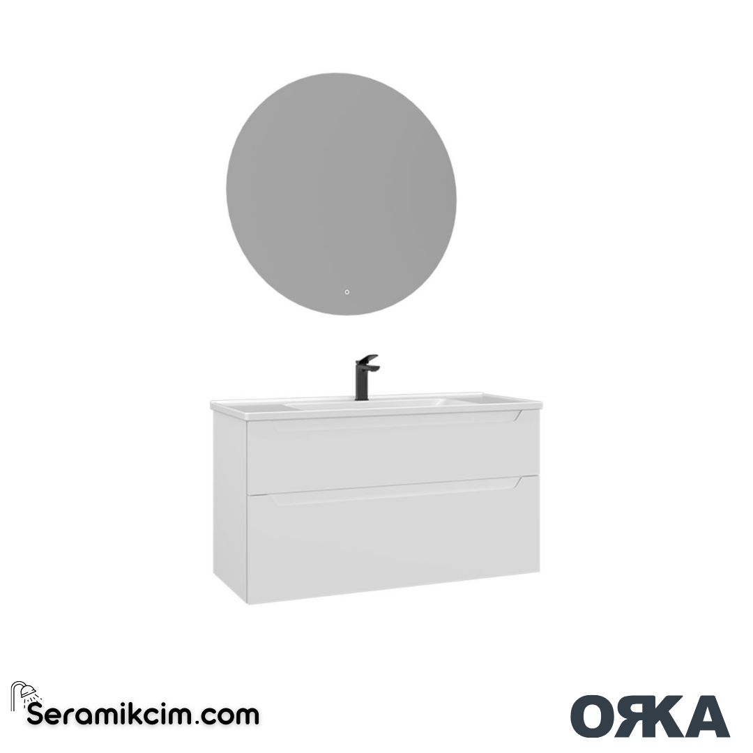 Orka Messina 100cm Banyo Dolabı Ledli Ayna Set Mat Beyaz - ORK165.100.02.TKM