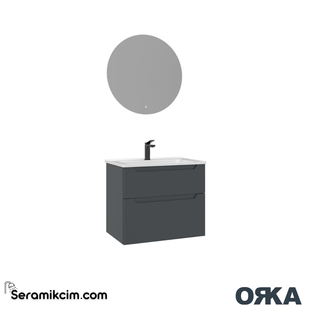 Orka Messina 65cm Banyo Dolabı Ledli Ayna Set Mat Antrasit - ORK165.65.01.TKM