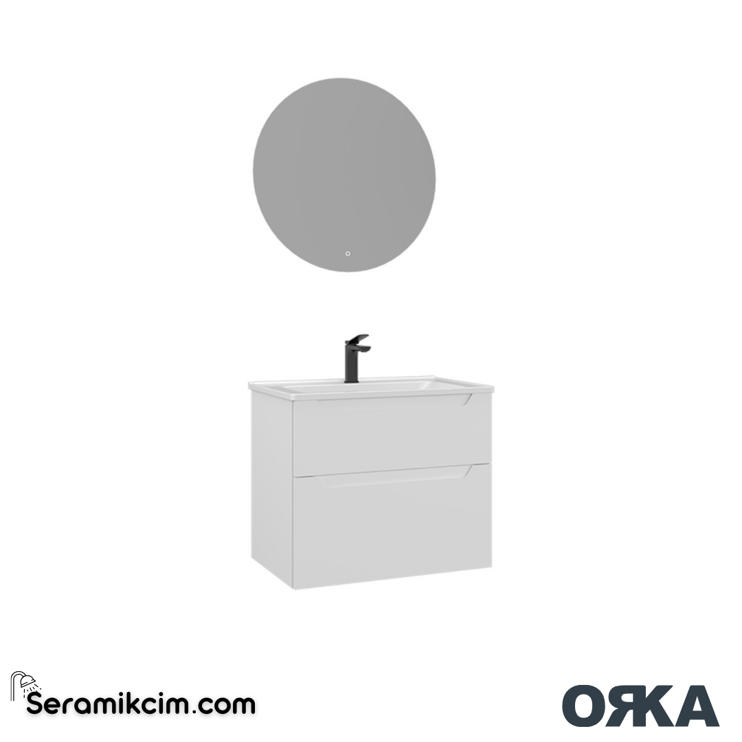 Orka Messina 65cm Banyo Dolabı Ledli Ayna Set Mat Beyaz - ORK165.65.02.TKM