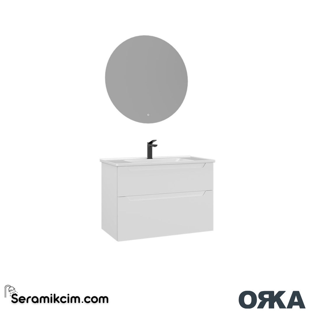 Orka Messina 80cm Banyo Dolabı Ledli Ayna Set Mat Beyaz - ORK165.80.02.TKM