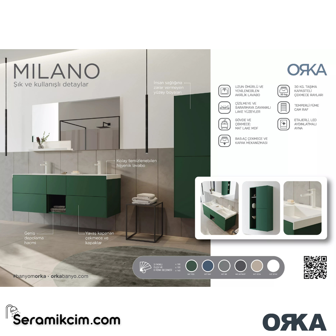 Orka Milano 30cm Açık Raflı Boy Dolabı (Sağ-Sol) Mat Vizon - ORK.BYD1025
