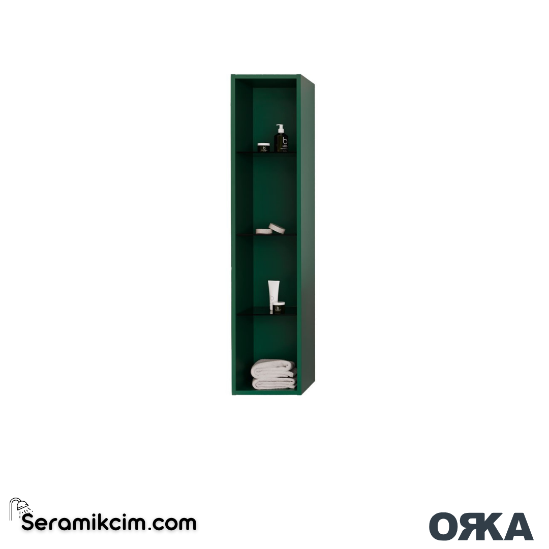 Orka Milano 30cm Açık Raflı Boy Dolabı (Sağ-Sol) Mat Yeşil - ORK.BYD1026