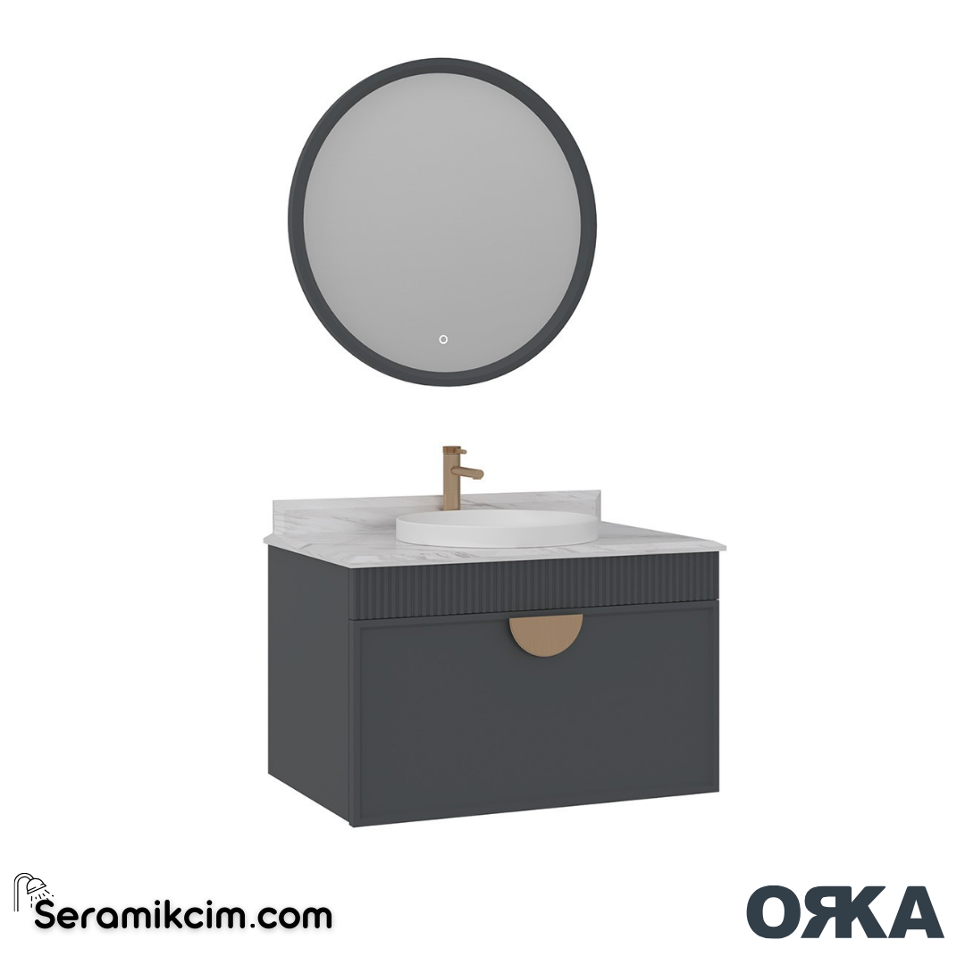 Orka Molino 100cm Banyo Dolabı Set Mat Antrasit Krom Kulp - ORK161.100.01.TKM