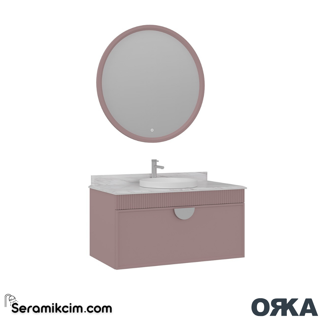 Orka Molino 100cm Banyo Dolabı Set Mat Pudra Krom Kulp - ORK161.100.05.TKM