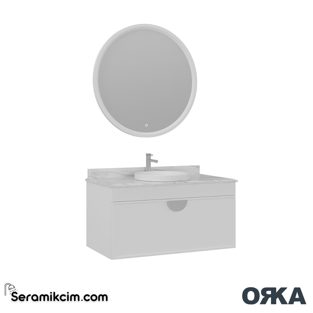 Orka Molino 100cm Banyo Dolabı Set Mat Beyaz Krom Kulp - ORK161.100.02.TKM