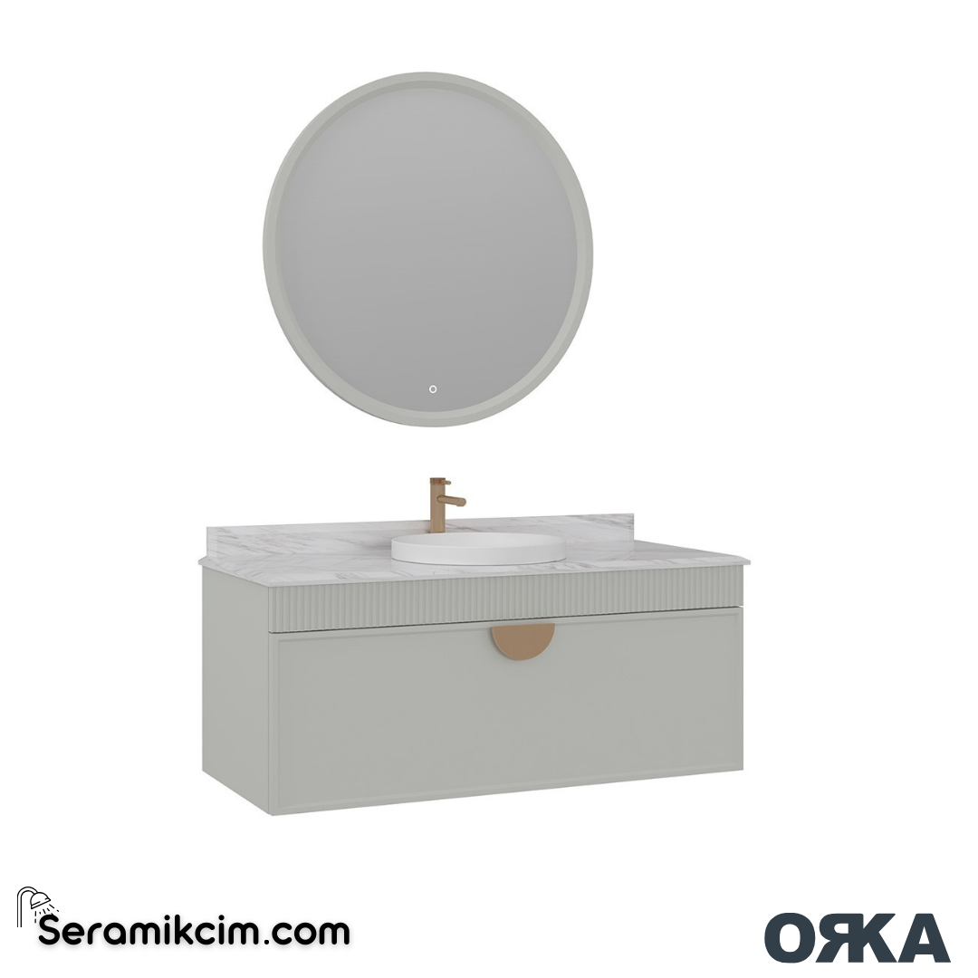Orka Molino 120cm Banyo Dolabı Set Mat Kaşmir Altın Kulp - ORK16.120.04.TKM