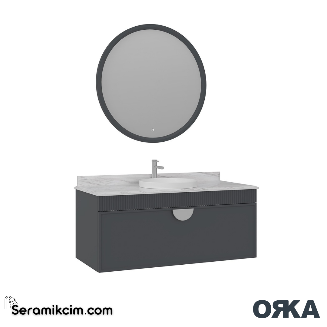 Orka Molino 120cm Banyo Dolabı Set Mat Antrasit Krom Kulp - ORK161.120.01.TKM