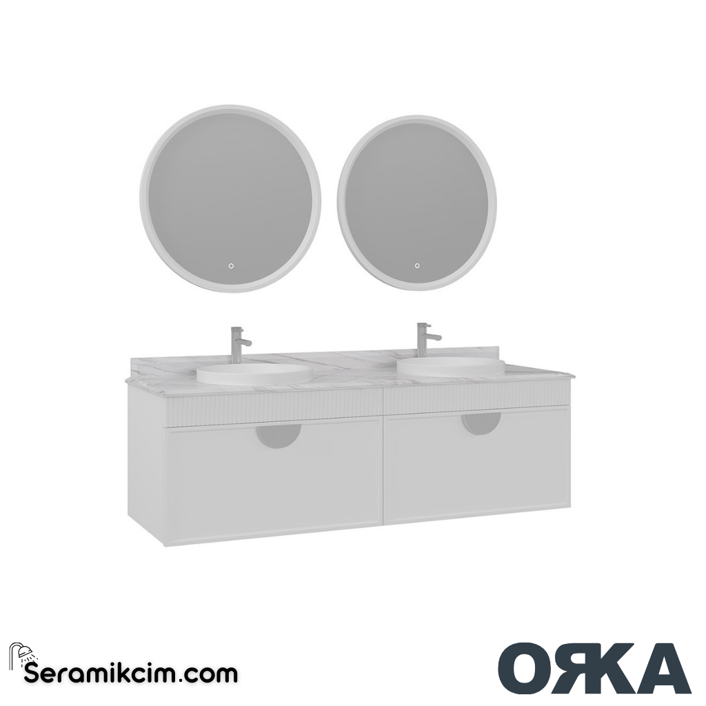 Orka Molino 160cm Banyo Dolabı Set Mat Beyaz Krom Kulp - ORK161.160.01.TKM